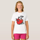 Rode Hart Zingende Muzieknoten T-shirt (Voorkant volledig)