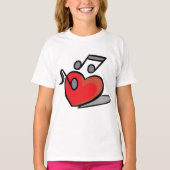 Rode Hart Zingende Muzieknoten T-shirt (Voorkant)