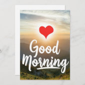 Rode Hart Zonnig Goedemorgen Feestdagenkaart (Voorkant / Achterkant)