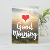 Rode Hart Zonnig Goedemorgen Feestdagenkaart (Staand voorkant)