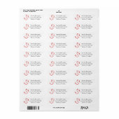 Rode Hart Zwart en Wit Liefde Retouradres Etiket (Full Sheet)