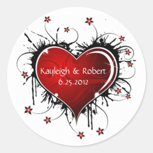 Rode Hart Zwart Swirls Save The Date Stickers