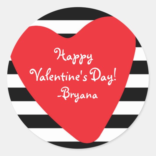 Rode Hart Zwart & Wit Valentijn Sticker (Voorkant)