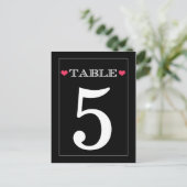 Rode Hart Zwarte Trouwtafel Aantal Kaarten (Staand voorkant)