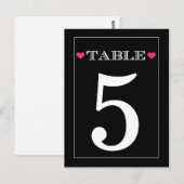 Rode Hart Zwarte Trouwtafel Aantal Kaarten (Voorkant / Achterkant)