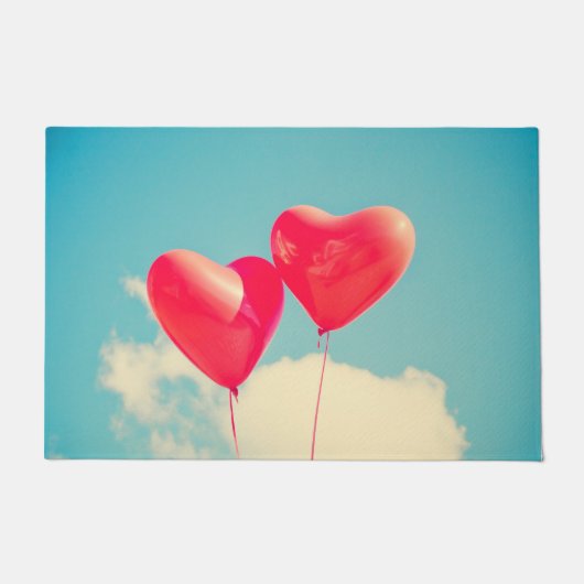 Rode hartballon tegen troebel hemd deurmat (Voorkant)