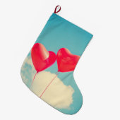 Rode hartballon tegen troebel hemd grote kerstsok (Voorkant (Hangend))