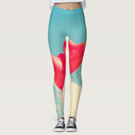 Rode hartballon tegen troebel hemd leggings