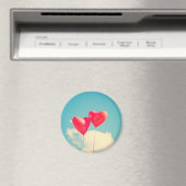 Rode hartballon tegen troebel hemd magneet (Insitu (Vaatwasser))