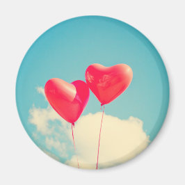 Rode hartballon tegen troebel hemd magneet