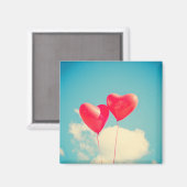 Rode hartballon tegen troebel hemd magneet (Voorkant / Achterkant)