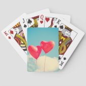 Rode hartballon tegen troebel hemd pokerkaarten (Achterkant)