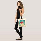 Rode hartballon tegen troebel hemd tote bag (Voorkant (model))