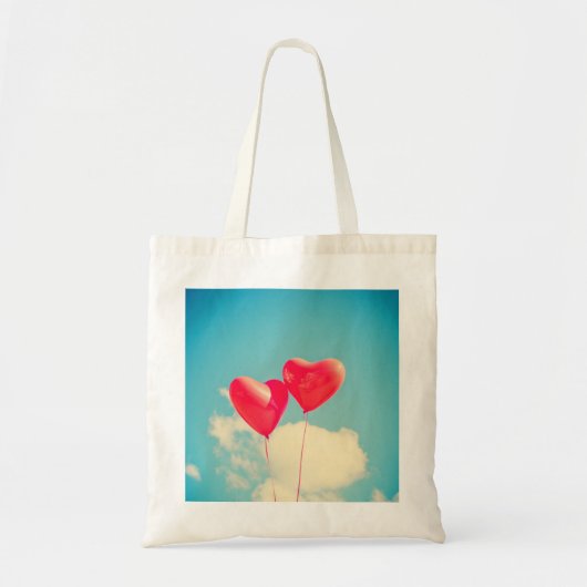 Rode hartballon tegen troebel hemd tote bag (Voorkant)