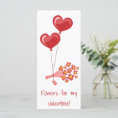 Rode hartballonnen bloemen Valentijnsdag wit (Staand voorkant)