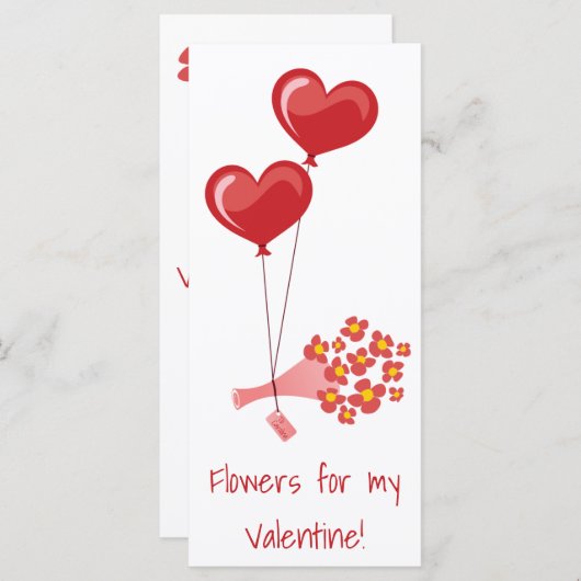 Rode hartballonnen bloemen Valentijnsdag wit (Voorkant / Achterkant)