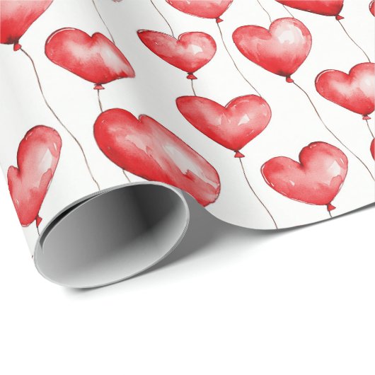 Rode hartballonnen cadeaupapier (Rol Hoek)