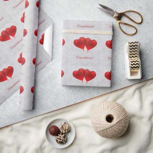 Rode Hartballonnen Huwelijk Inpakpapier (Crafts)