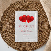 Rode hartballonnen sparen de datum aankondiging