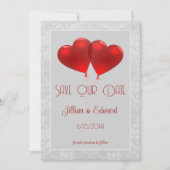 Rode hartballonnen sparen de datum aankondiging (Voorkant)