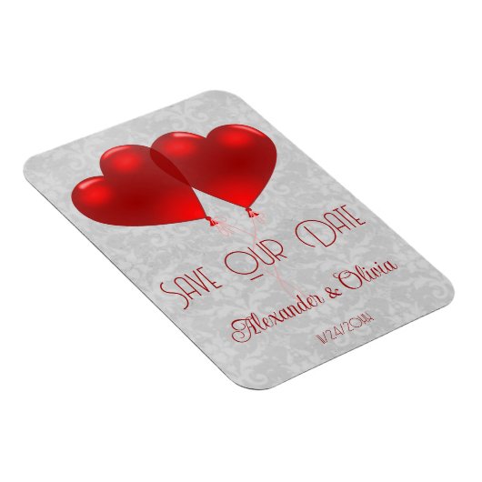 Rode hartballonnen sparen de Datum Magnet Magneet (Rechterzijde)