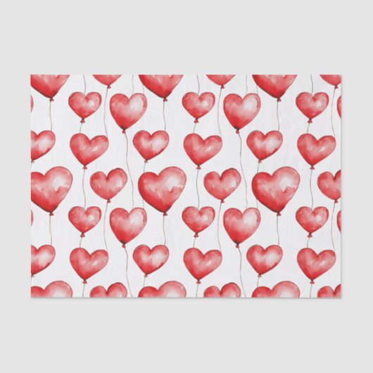 Rode hartballonnen tissuepapier (Voorkant)