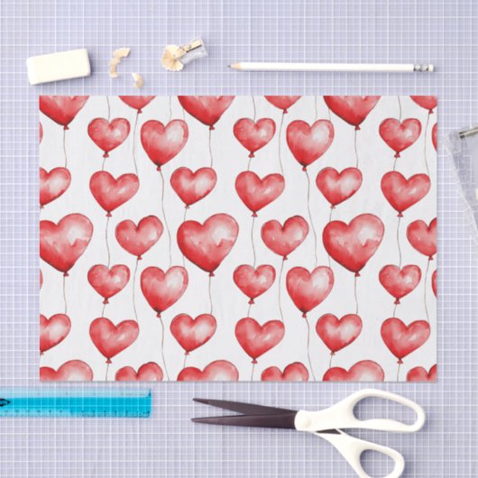 Rode hartballonnen tissuepapier (Craft)