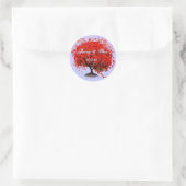 Rode Hartblad Boom Bruiloft Ronde Sticker (Tas)