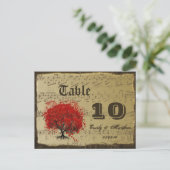 Rode Hartblad Boom Tafel Nummerkaart Briefkaart (Staand voorkant)