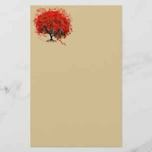 Rode Hartbloem Boom met Gele Swirls Briefpapier