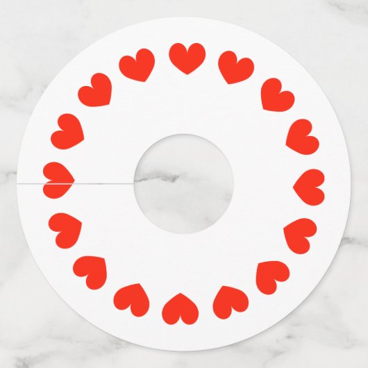 Rode hartcirkel wijnglas labels (Voorkant)