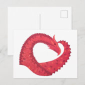 Rode hartdraak op wit briefkaart (Voorkant / Achterkant)