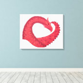 Rode hartdraak op wit canvas afdruk (Insitu (Houten vloer))