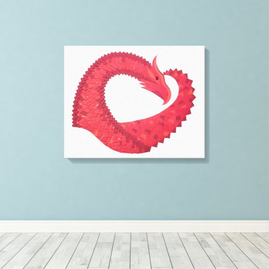 Rode hartdraak op wit canvas afdruk (Insitu (Houten vloer))