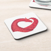 Rode hartdraak op wit drankjes onderzetter (Linkerzijde)