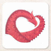 Rode hartdraak op wit kartonnen onderzetters (Voorkant)