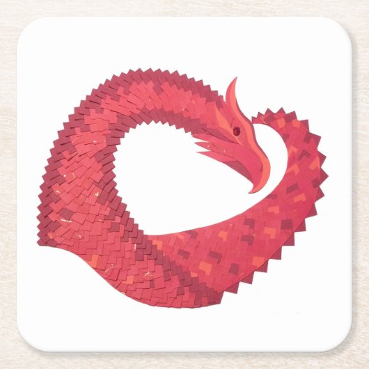 Rode hartdraak op wit kartonnen onderzetters (Voorkant)