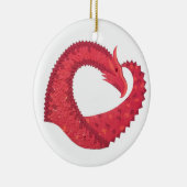 Rode hartdraak op wit keramisch ornament (Rechts)