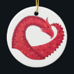 Rode hartdraak op wit keramisch ornament<br><div class="desc">Rode hartdraak op wit</div>
