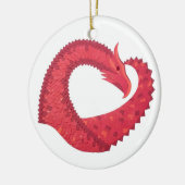 Rode hartdraak op wit keramisch ornament (Links)
