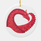 Rode hartdraak op wit keramisch ornament (Achterkant)