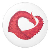 Rode hartdraak op wit keramische knop