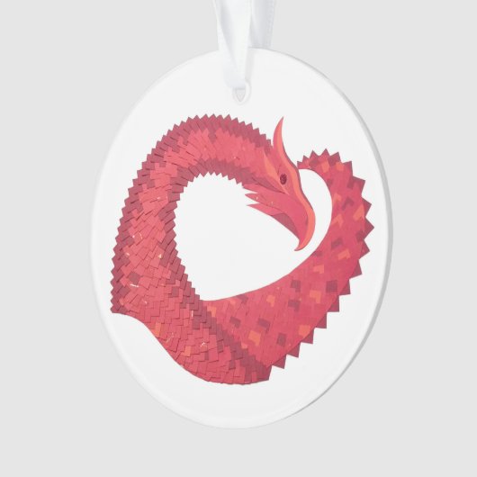 Rode hartdraak op wit ornament (voorkant)