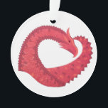 Rode hartdraak op wit ornament<br><div class="desc">Rode hartdraak op wit</div>