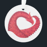 Rode hartdraak op wit ornament<br><div class="desc">Rode hartdraak op wit</div>