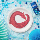 Rode hartdraak op wit papieren bordje (Feest)