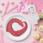 Rode hartdraak op wit papieren bordje (Feest)