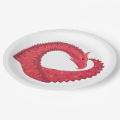 Rode hartdraak op wit papieren bordje (Gekanteld)