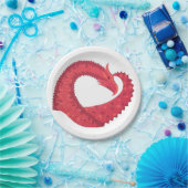 Rode hartdraak op wit papieren bordje (Feest)