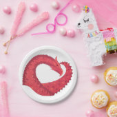 Rode hartdraak op wit papieren bordje (Feest)